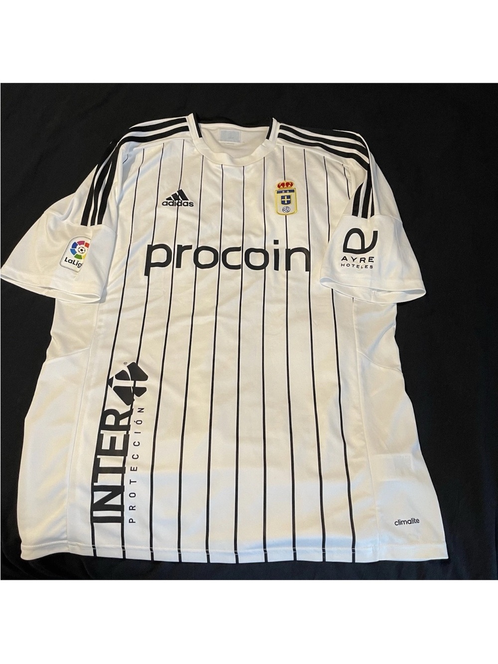 adidas White and Black Pinstripe Soccer Jersey